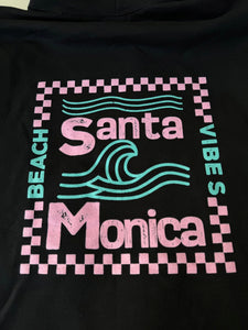 Black & Soft Pink Pullover Checkered Hoodie