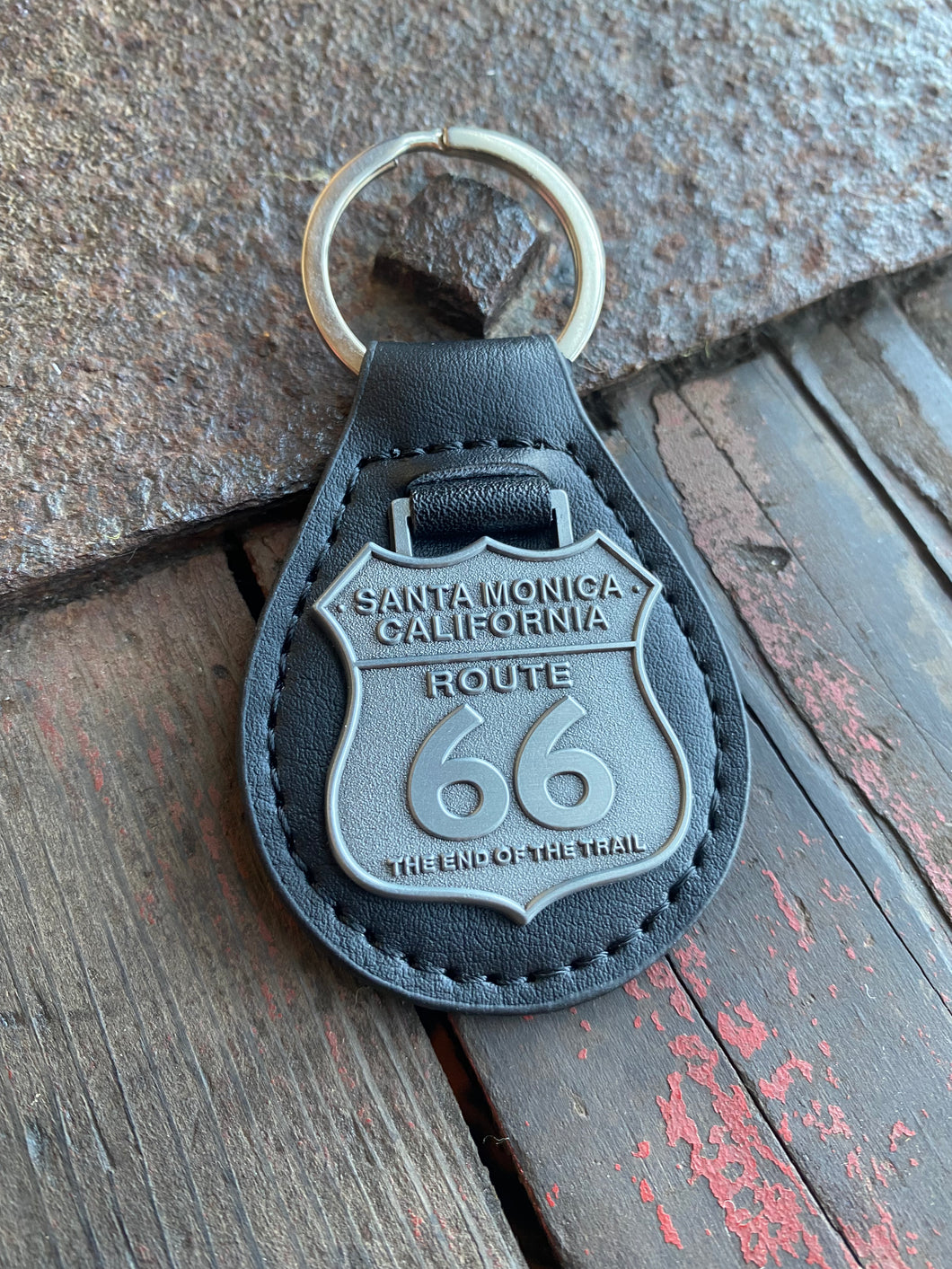 Route 66 Leather Keychain